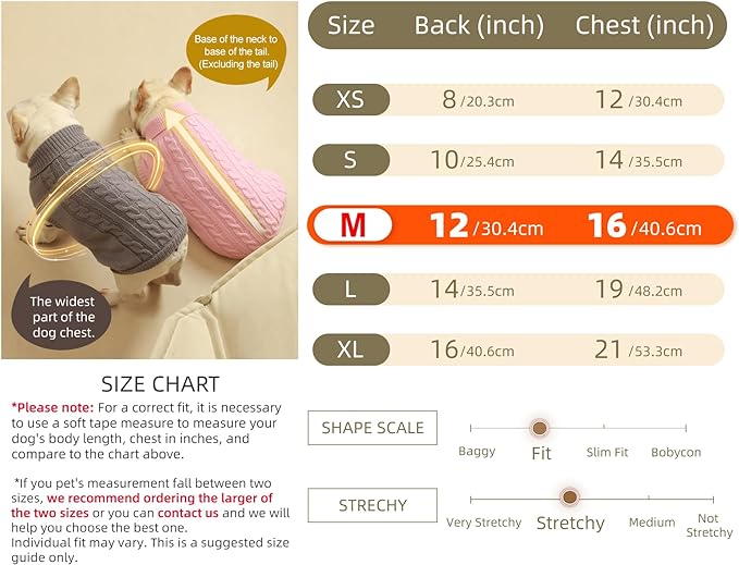 2 Pack Dog Sweaters for Small Dogs - Puppy Medium Warm Clothes in Winter, Turtleneck Pullover Design for Boy Girl Pet, Doggie, Cat, Kitten Chihuahua Bulldog Pug Beagles (M, Pink, Beige) - PAWPICO