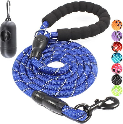 BAAPET 2/4/5/6 FT Dog Leash with Comfortable Padded Handle and Highly Reflective Threads for Small Medium and Large Dogs (6FT-1/2'', Navy Blue) BAAPET