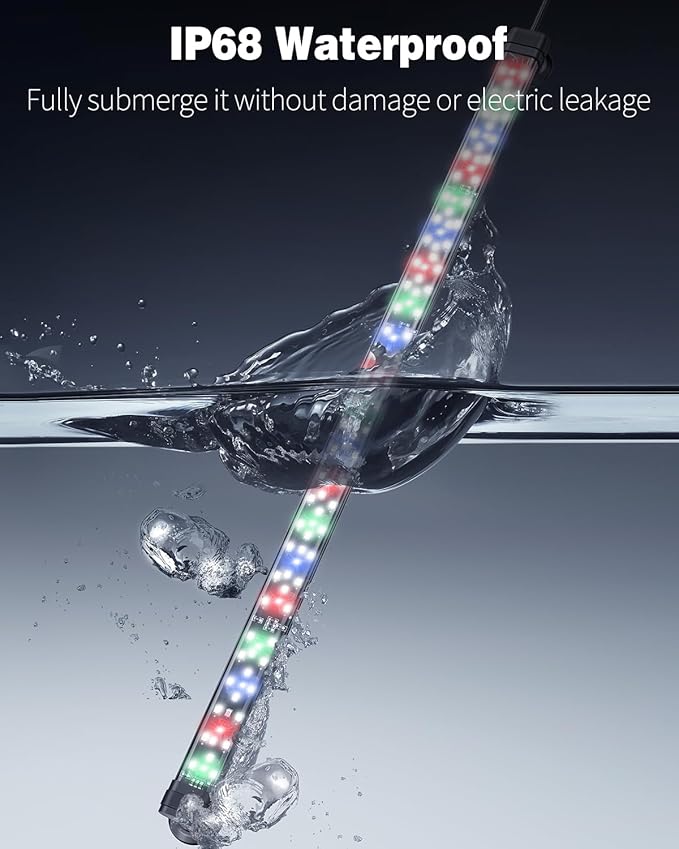 Pawfly 10 W Aquarium LED Light 20 Inch 24/7 Fish Tank Light with Full Spectrum Brilliant White Blue Red Green Lights Multi-Colored LEDs with D/N Mode Single Color Effects Timer & Adjustable Brightness Pawfly