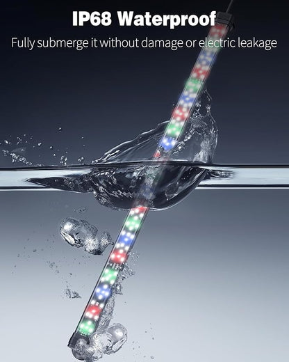 Pawfly 10 W Aquarium LED Light 20 Inch 24/7 Fish Tank Light with Full Spectrum Brilliant White Blue Red Green Lights Multi-Colored LEDs with D/N Mode Single Color Effects Timer & Adjustable Brightness Pawfly