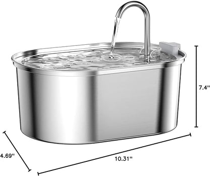 Cat Water Fountain Stainless Steel: 108oz/3,2L Pet Water Fountain - Water Fountain for Cats Inside with Quiet Pump - Dishwasher Safe Cat Fountains - Suitable for a Variety of Pets - SOOFPET - PAWPICO