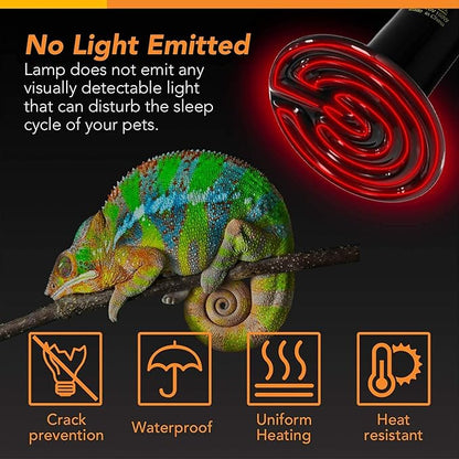 Simple Deluxe 150W Ceramic Heat Lamp Reptile Heat Emitter Heater Lamp Bulb No Light with Free Digital-Thermometer, for Pet Brooder Coop Chicken, Dragon Turtle Lizard Snake Aquarium Tank SimpleDeluxe