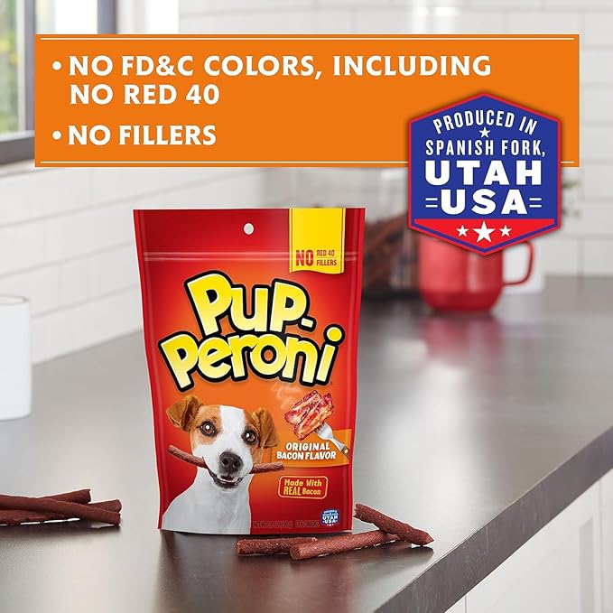 Pup-Peroni Dog Treats, Original Bacon Flavor, 5.6 Ounce (Pack of 8), Made with Real Bacon - PAWPICO