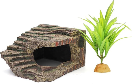 Reptile Hides Hideout Habitat, Reptile Caves for Bearded Dragons, Leopard Geckos, Lizards, Turtles, Snakes, Frogs (Extra Large-B) PAWPICO
