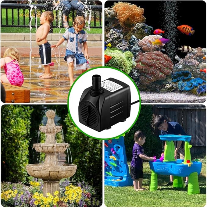PULACO 10W 160GPH Submersible Pump with 3.3 ft Tubing for Aquariums, Fish Tank, Pond Fountain, Statuary, Hydroponics, Water Feature, Indoor Fountains PULACO