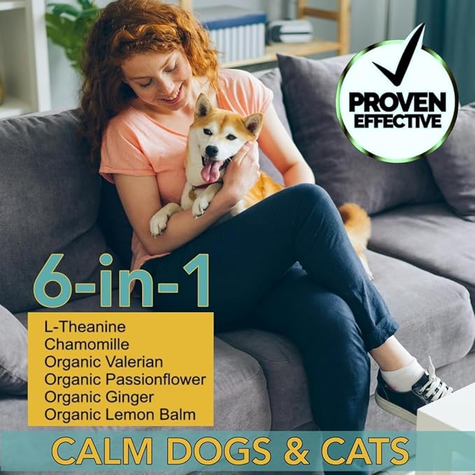 Pet Calming Drops - Anti-Separation Natural Dog Cat Calming Formula for Well-Being and Comfort - 120 Servings - Bacon Flavor 4 oz 120 ml HEALTHWELLNESSGUMMIES%7CPOWERUPNATURALLY