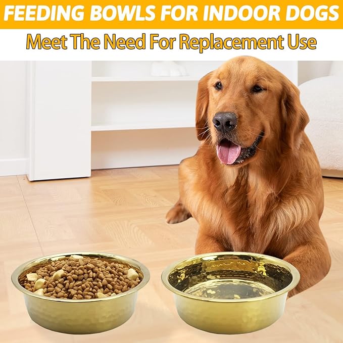 kathson 3pcs Premium Stainless Steel Dog Bowls, Hammered Thickened Metal Dog Bowl Feeding or Water Bowls for Small/Meidum/Large Sized Dogs&Cats Stackable Metal Cat Bowl Dishwasher Safe 8.7 Dia. - PAWPICO