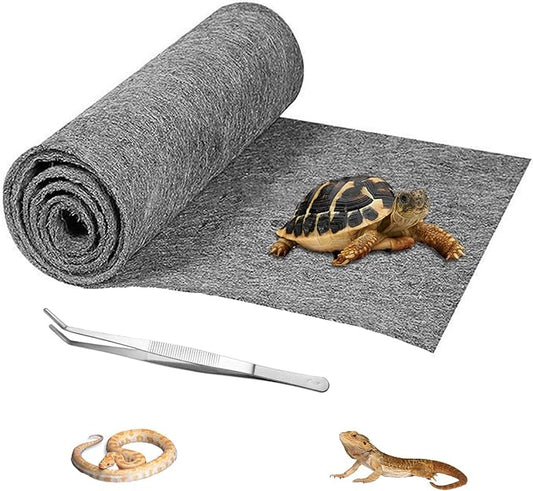 HERCOCCI 39’’ x 20’’ Reptile Carpet, Grey - Terrarium Mat Liner Bedding Reptile Cage Substrate for Bearded Dragon Lizard Tortoise Leopard Gecko Snake HERCOCCI