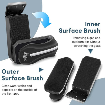 AQQA Aquarium Magnet Glass/Acrylic Cleaner,Fish Tank Cleaner Brush,Magnetic Algae Scrapers Cleaning Tools with 2 Detachable Scrapers,Floating Freshwater Saltwater (M) AQQA