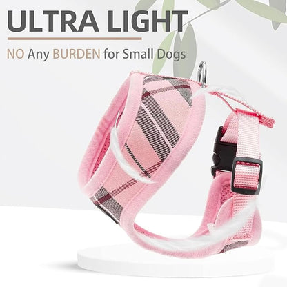 PUPTECK Soft Mesh Dog Harness and Leash Set Pet Puppy Cat Comfort Padded Vest No Pull Harnesses, Light Pink, XL PUPTECK