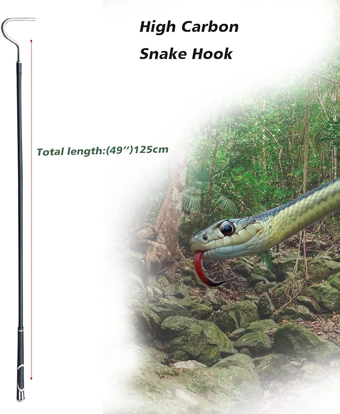High-Carbon Snake Hook Reptile Stick Tongs Grabber Pick-up Handling Tools for Catching Controlling or Moving Snakes, 49in SYFRLLC