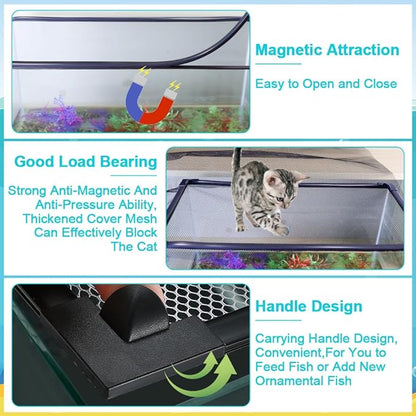 Magnetic Aquarium Cover Lid, DIY Fish Tank lid Anti-Jumping net Cover mesh Terrarium lid Aquarium Hood，Adjustable Size Fit Tank Size Max 35''X19'' Jaxbo