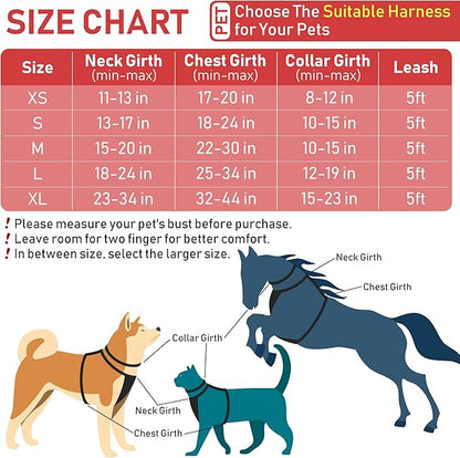 GAMUDA Dog Harness Collar and Leash Set, Dog Harness, No Chock No Pull Adjustable Vest Harnesses Plaid Reflective for Medium Dog, Cat, Small Horse, Small Bull and Pig (Red, XL) GAMUDACollarsCollection