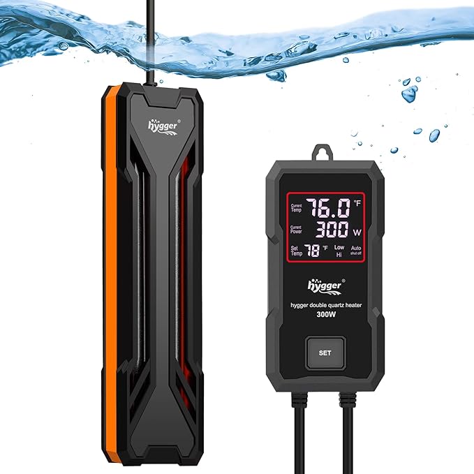 hygger Aquarium Heater 300W/500W/800W/1000W, Submersible Fish Tank Heater with Digital LED Controller and Intelligent Leaving Water Automatically Stop Heating System, for Freshwater and Saltwater hygger