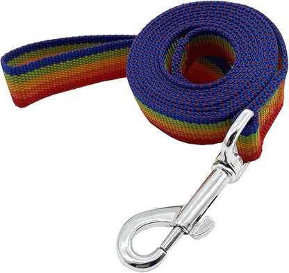 Nylon Dog Training Leash, Traction Rope, 4Ft /5 Foot /6 Feet Long, 5/8 inch 3/4 Inch 1 Inch Wide, for Small and Medium Dogs (5/8'' x 6 FT, Rainbow) TAIDA