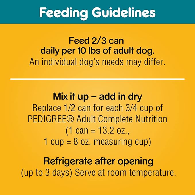 PEDIGREE Adult Canned Wet Dog Food Chopped Ground Dinner Chicken & Rice Flavor, (12) 13.2 oz. Cans - PAWPICO