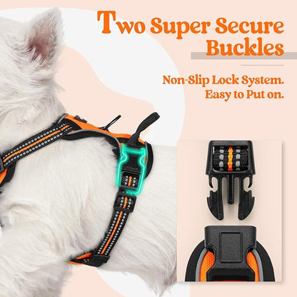 rabbitgoo Dog Harness No Pull with 2 Leash Clips, Adjustable Soft Padded, Reflective Oxford No Choke Pet Vest with Easy Control Handle for Puppy, Orange,XS rabbitgoo