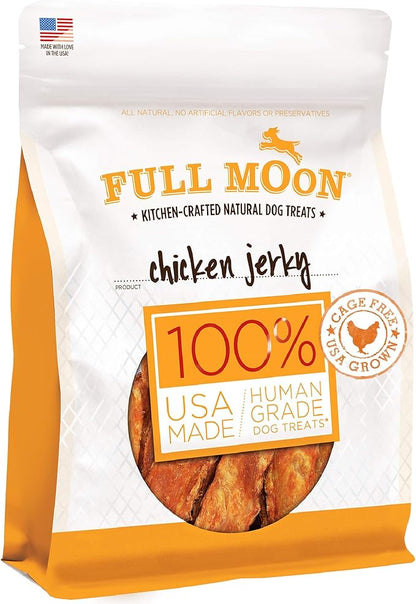Full Moon Chicken Jerky Healthy All Natural Dog Treats Human Grade Made in USA Grain Free 6 oz - PAWPICO