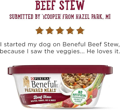 Purina Beneful Gravy Wet Dog Food, Prepared Meals Beef Stew - (8) 10 oz. Tubs - PAWPICO
