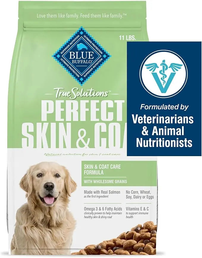 Blue Buffalo True Solutions Perfect Skin & Coat Natural Dry Food for Adult Dogs, Salmon, 11-lb. Bag - PAWPICO