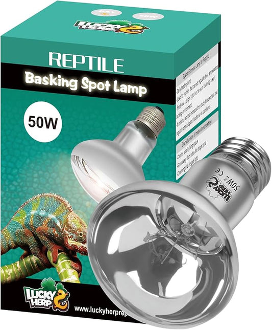 LUCKY HERP Heat Lamp Bulbs, UVA Intense Basking Spot Light Reptile Heat Lamp(Clear) 50W, Simulated Natural Sunlight Heat Lamp Bulbs for Reptile, Bearded Dragon, Amphibian, Turtle, Snake, Lizard LUCKYHERP