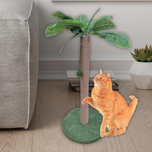 MAMONI Palm Tree Cat Scratching Post for Indoor Cats, 33" Tall Cat Scratching Post with Sisal Rope, Cute Premium Kitten Scratching Post with Hanging Ball - PAWPICO