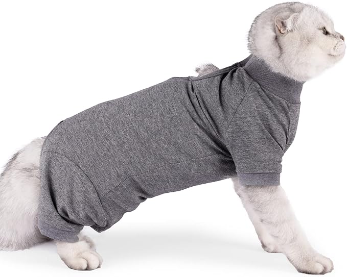 LIANZIMAU Cat Surgical Recovery Suit Professional for Male Female Dog Abdominal Wounds Cone E-Collar Alternative Anti-Licking Pet Surgical Recovery Pajama Suit Soft Fabric Onesie for Cats Lianzimau