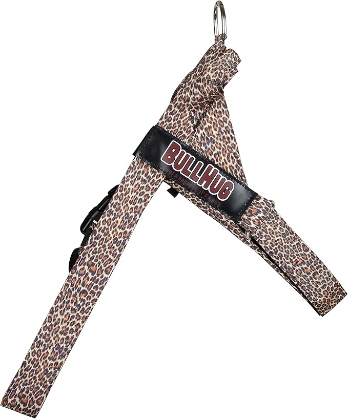 BULLHUG Harness – Made for Larger Chested Dogs Like English Bulldogs, French Bulldogs, Pugs & More. Stops Dogs from Pulling & Choking on Walks (Leopard, XL) BULLHUG