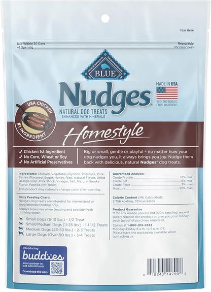 Blue Buffalo Nudges Homestyle Natural Dog Treats, Chicken and Pork, 12oz Bag - PAWPICO