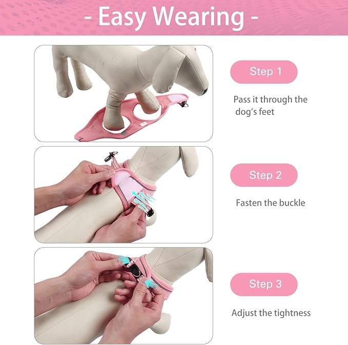 Dog Harness for Small Dogs, Small Dog Harness and Leash Set, Honeycomb Grid, Reflective Lightweight Harness & Anti-Twist Pet Lead,Dog Harness(Multi Color, Size: XS-S-M) (S, Pink) PAWPICO