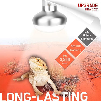 Reptile Heat Lamp, 2 Pack 75W Intense Basking Bulbs Light for Reptiles, UVA Daylight Basking Light for Bearded Dragon, Lizard, Gecko,Turtle, Reptile Heat Bulb ReptiKing