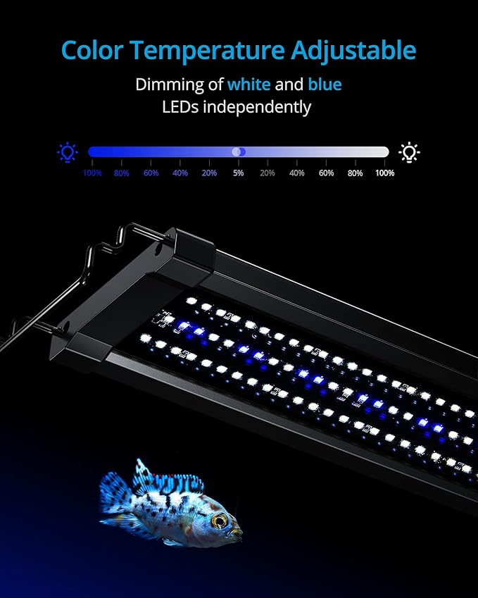 NICREW ClassicLED Gen 2 Aquarium Light, 11 Watts, Dimmable LED Fish Tank Light with 2-Channel Control, White and Blue LEDs, Size 12 to 18 Inch NICREW