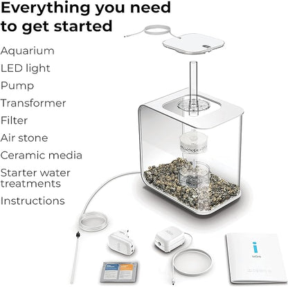 biOrb Flow 15 Acrylic 4-Gallon Aquarium with White LED Lights Modern Compact Tank for Tabletop or Desktop Display, White biOrb
