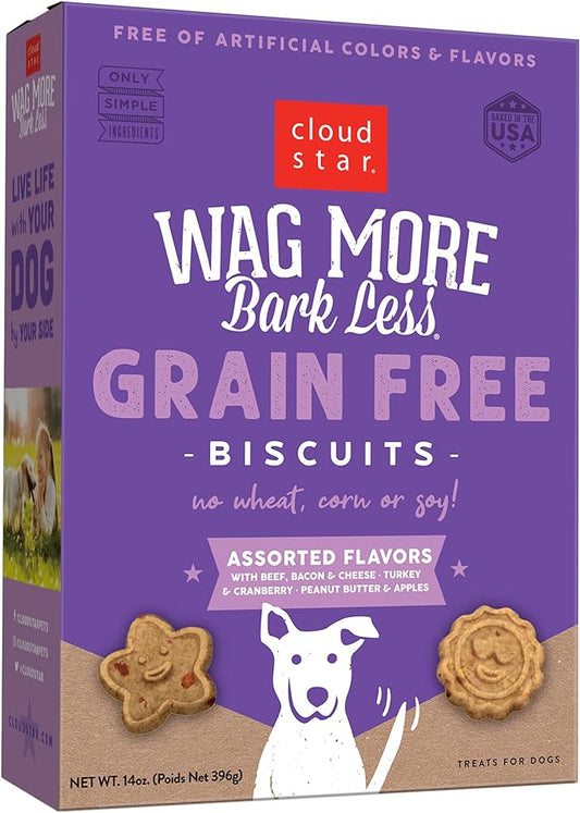 Cloud Star Wag More Bark Less Crunchy Grain Free Dog Treats, Assorted Flavors, 14 oz. Box - PAWPICO