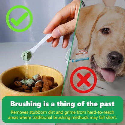 Dog Dental Powder(10.58OZ)-Teeth Cleaning Powder for Dogs, Plaque Off Powder for Dogs & Cats Breath Freshener Powder for Bad Breath, Tartar Remover, for Small/Medium/Large/Giant Dog HONGYEE-NH