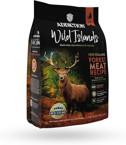Addiction Wild Islands Forest Meat Dry Cat Food, Premium Venison Recipe with High-Protein & Grain-Free Formula for Primal Cat Nutrition - 4lbs - PAWPICO