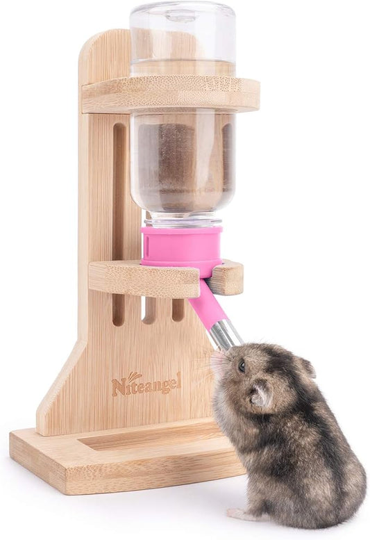 Niteangel Water Bottle with Stand for Syrian Dwarf Hamsters Gerbils Mice Rats Degus Small pet Rodents(Pink) Niteangel