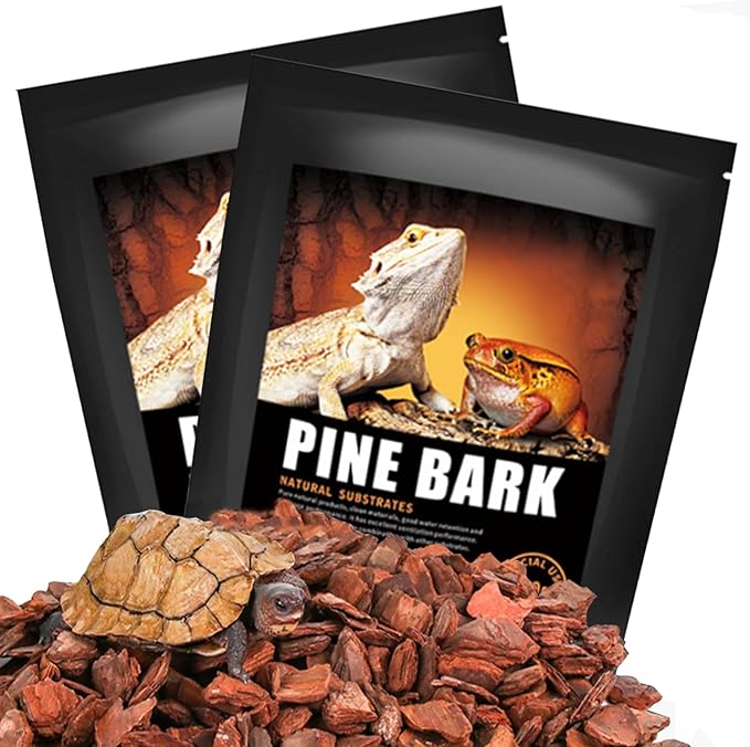 Tfwadmx Reptile Bark Bedding 31.6oz Tortoise Bedding for Habitat Bearded Dragon Substrate Reusable Pine Chips Bedding for Geckos, Lizards, Turtles Snakes, Hermit Crabs Tfwadmx