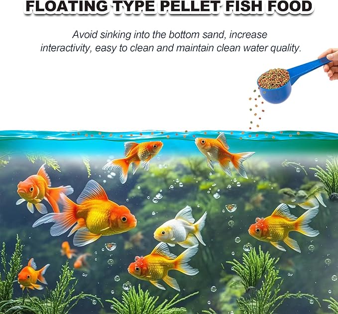 Goldfish Food Pellets Dedicated - Color Enhancing Gain Weight Promote Absorption Three Effect Syncretism Natural Ingredients Antarctic Krill Spirulin Clear Water Formula Gold Fish Food (13oz) yizeril