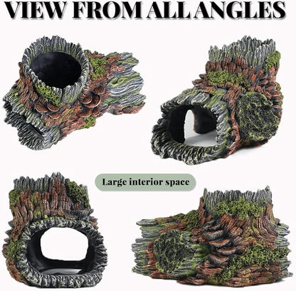 Aquarium Decorations Hollow Tree Trunk Fish Tank Accessories Tree Stump Shelter for Betta Hideout Caves Driftwood for Aquarium Simulation Tree Decor with Holes PTFJZ