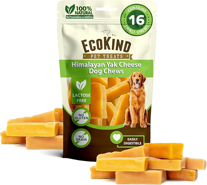 EcoKind Premium Gold Yak Cheese Himalayan Dog Chews, Healthy Dog Treats for Small Dogs, High Protein, All Natural, Long-Lasting Chew, Small - 16 Chews - PAWPICO