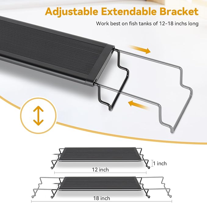 hygger 14W LED Aquarium Light, 12-18 Inch Fish Tank Light with Timer Auto On/Off, Sunrise Sunset Mode, Adjustable Brightness and Colors, Full Spectrum Light with Extendable Brackets for Freshwater hygger
