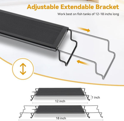 hygger 14W LED Aquarium Light, 12-18 Inch Fish Tank Light with Timer Auto On/Off, Sunrise Sunset Mode, Adjustable Brightness and Colors, Full Spectrum Light with Extendable Brackets for Freshwater hygger