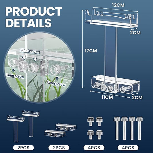 Adjustable Aquarium Light Riser for Rimmed Tanks, Aquarium Light Stand, Clear Acrylic Aquarium LED Light Holder Bracket for Small Rims Fish Tank Thickness Within 0.78 Inches-2 PCS WooFog