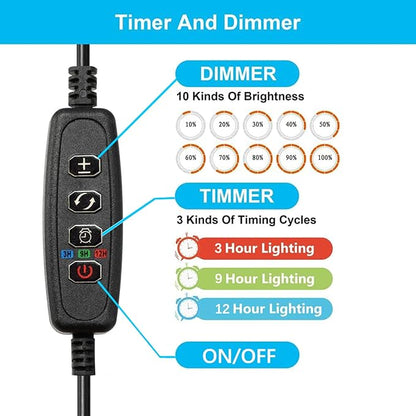 Carefree Fish Aquarium LED Light USB 5V RGBW 5730 Timmer 5~20Gal Fish Tank Clip Light for Rimless Tank 10 Brightness Levels 13W with USB Port (Include Power Adapter) Bewatermyfriend