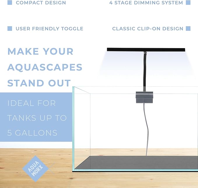 EOS LED Aquarium Light - Adjustable Aquarium Gooseneck Light - Aquarium Lights for Fish Tanks - LED Light for Nano Tank - Nano Tank Light - Full Spectrum Aquarium Light - N5 White Aqua+Worx