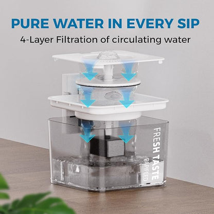 Silent Leak Proof Cat Drinking Fountain 3 Liter Large Capacity, Semi-Transparent Visible Water Tank with Motion Sensor Function, Detachable Cat Fountain. - PAWPICO