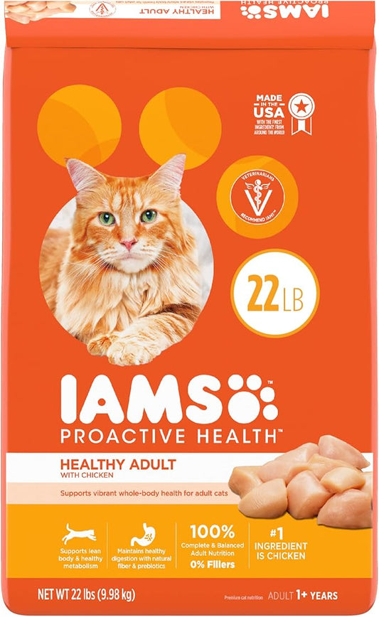 IAMS Proactive Health Healthy Adult Dry Cat Food with Chicken, 22 lb. Bag - PAWPICO