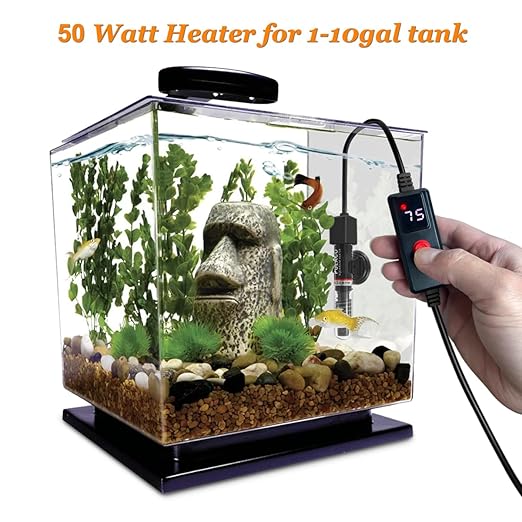 PULACO Small Aquarium Betta Heater for 6-10 Gallon Tank (50W) PULACO