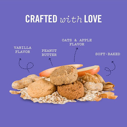 Three Dog Bakery Assort Mutt Cookie Trio, Soft Baked Treats for Dogs, Three Flavor; Oatmeal and Apple, Peanut Butter, and Vanilla, 3 Pound Bulk Resealable Pack - PAWPICO